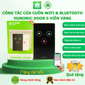 Công Tắc Cửa Cuốn Hunonic Door S Viền Vàng Kính Đen