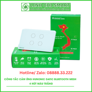 Công Tắc Cảm Ứng Ble Hunonic Datic 4 Nút, Màu Trắng