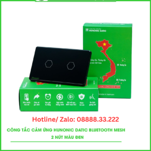 Công Tắc Cảm Ứng Ble Hunonic Datic 2 Nút, Màu Đen