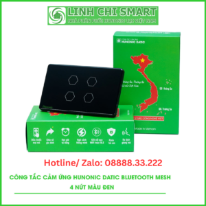 Công Tắc Cảm Ứng Ble Hunonic Datic 4 Nút, Màu Đen