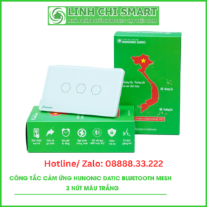 Công Tắc Cảm Ứng 3 Nút Bluetooth Mesh Hunonic Datic Màu Trắng
