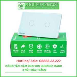 Công Tắc Cảm Ứng Wifi Hunonic Datic 2 Nút, Màu Trắng
