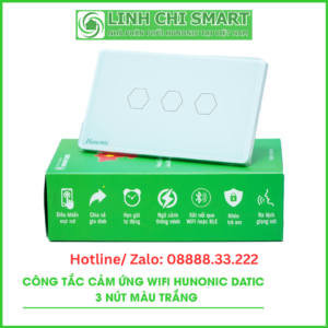 Công Tắc Cảm Ứng Wifi Hunonic Datic 3 Nút, Màu Trắng