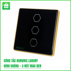 Công tắc cảm ứng BLE Luxury 3 Nút, Hình Vuông, Màu Đen