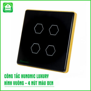 Công tắc cảm ứng BLE Luxury 4 Nút, Hình Vuông, Màu Đen