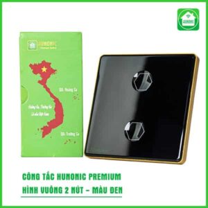 Công tắc cảm ứng BLE Premium 2 Nút, Hình Vuông , màu Đen