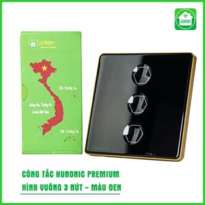 Công tắc cảm ứng BLE Premium 3 Nút, Hình Vuông , màu Đen