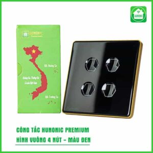 Công tắc cảm ứng BLE Premium 4 Nút, Hình Vuông , màu Đen