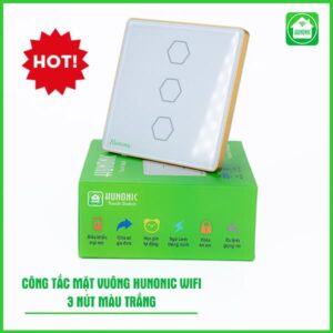 Công tắc cảm ứng WiFi Hunonic 3 Nút, Hình Vuông - màu đen