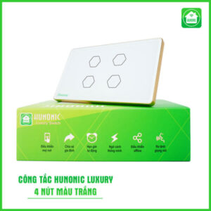 Công tắc cảm ứng BLE Luxury 4 Nút, Hình Chữ Nhật , Màu Trắng