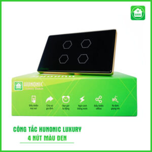 Công tắc cảm ứng BLE Luxury 4 Nút, Hình Chữ Nhật , Màu Đen