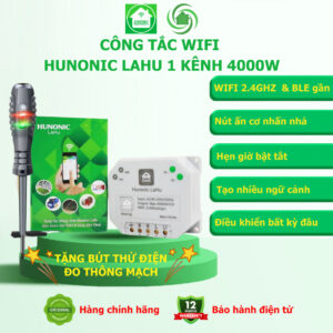 Công Tắc Wifi Hunonic Lahu 1 Kênh 4000W