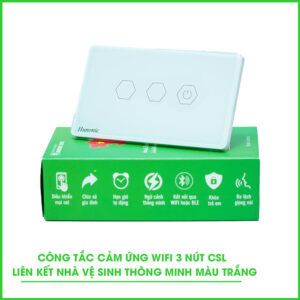Công Tắc Cảm Ứng Wifi Hunonic Datic 3 Nút CSL, Màu Trắng